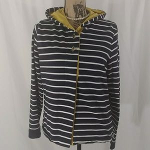 Charter Club Nautical Stripe Hoodie Yellow Linig M
